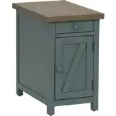Belsey Side Table in Blue & Brown Wood
