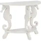 Triton Seahorse Demilune Console Table in Distressed White Wood