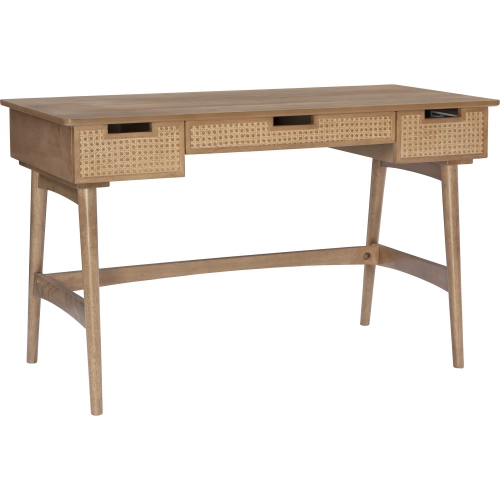 Ryker Desk in Natural Wood & Rattan