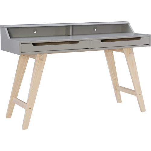 Shivley 2-Drawer Desk In Gray & Natural Wood