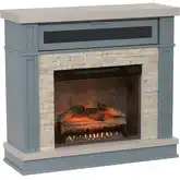 Ephersyn Electric Fireplace in Blue Wood & Cream Poly