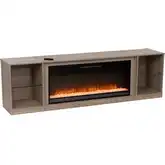 Xander 3-Piece Electric Fireplace Set in Blonde Walnut Wood & Glass