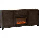 Gemma Mandala Electric Fireplace in Dark Brown Wood