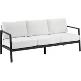 Holland Outdoor Sofa in Black Aluminum & White Fabric