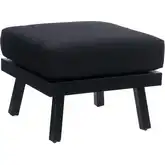 Holland Outdoor Ottoman in Black Aluminum & Black Fabric
