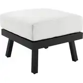 Holland Outdoor Ottoman in Black Aluminum & White Fabric