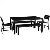 Holland Outdoor 5-Piece Dining Set in Black Aluminum