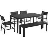 Holland Outdoor 6-Piece Dining Set in Black Aluminum