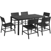 Holland Outdoor 7-Piece Dining Set in Black Aluminum