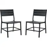 Holland Outdoor Dining Chair in Black Aluminum (Set of 2)