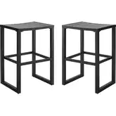 Holland Outdoor Bar Stool in Black Aluminum (Set of 2)