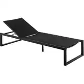 Holland Outdoor Chaise Lounge in Black Aluminum & Black Fabric