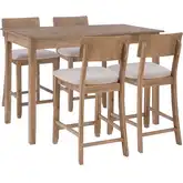 Jorissen 5-Piece Counter Dining Set in Gray Wash & Gray Fabric