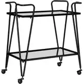 Linon Mid Century Bar Cart in Black Metal & Mirror