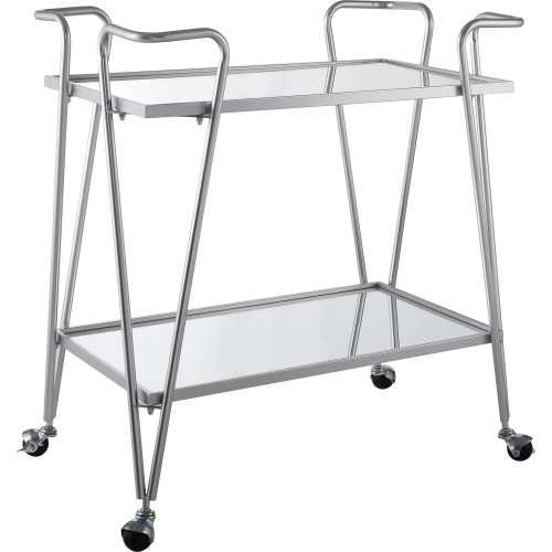 Linon Bar Cart in Silver Iron & Glass