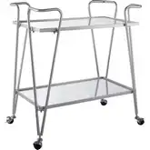 Linon Bar Cart in Silver Iron & Glass