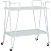 Linon Mid Century Bar Cart in White Metal & Mirror