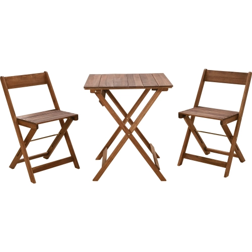 Rockport Outdoor 3-Piece Chair & Side Table Set in Brown