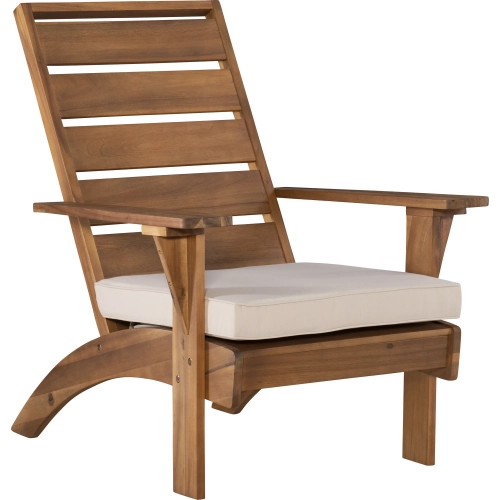 Rockport Outdoor Accent Chair in Beige Fabric & Brown Wood
