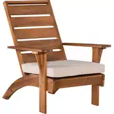 Rockport Outdoor Accent Chair in Beige Fabric & Brown Wood