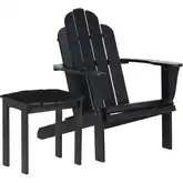 Adirondack 2-Piece Chair & Side Table Set in Black Acacia Wood