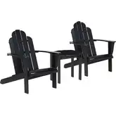 Adirondack 3-Piece Chair & Side Table Set in Black Acacia Wood