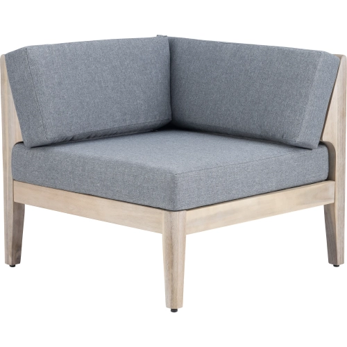 Summerlyn Outdoor Sectional Corner Chair in Gray Fabric & Natural