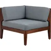 Summerlyn Outdoor Sectional Corner Chair in Gray Fabric & Walnut