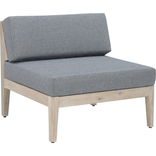 Summerlyn Outdoor Sectional Middle Chair in Gray Fabric & Natural