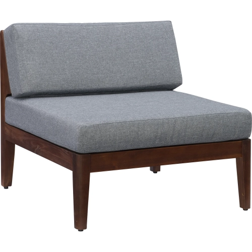 Summerlyn Outdoor Sectional Middle Chair in Gray Fabric & Walnut