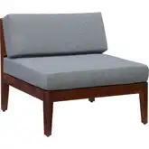 Summerlyn Outdoor Sectional Middle Chair in Gray Fabric & Walnut