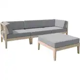 Summerlyn 4-Piece Outdoor Sectional Sofa Set in Natural Wood & Gray Fabric