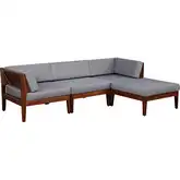 Summerlyn 4-Piece Outdoor Sectional Sofa Set in Walnut & Gray Fabric