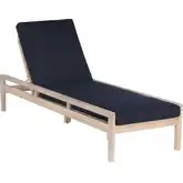 Teagon Outdoor Single Chaise Lounger Wash Wood & Navy Blue Fabric