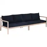 Teagon Outdoor Loveseat Whitewash Wood & Navy Blue Fabric (Set of 2)