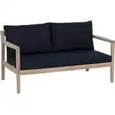 Teagon Outdoor Sofa in Whitewash Wood & Navy Blue Fabric