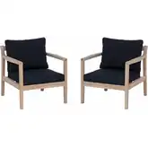 Teagon Outdoor Dining Chair in Wash Wood & Navy Blue Fabric (Set of 2)
