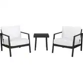 Holland 3 Pc Outdoor Accent Chair Set in Black Metal & Sunbrella Fabric