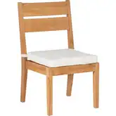 Carenen Outdoor Dining Chair in Teak & Antique White Fabric (Set of 2)