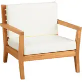 Carenen Outdoor Accent Arm Chair in Teak & Antique White Fabric