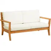 Carenen Outdoor Sofa in Teak & Antique White Fabric