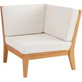 Fontana Outdoor Corner Chair in Teak & Antique White Fabric
