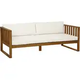 Dennehy Outdoor Daybed in Natural Acacia Wood & Beige Fabric