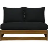 Silbury Outdoor Bench in Wood & Black Fabric