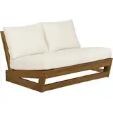Silbury Outdoor Bench in Wood & White Fabric