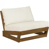Silbury Outdoor Accent Chair in Wood & White Fabric