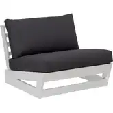 Silbury Outdoor Accent Chair in White Wood & Gray Fabric