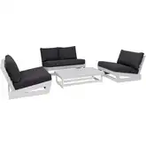 Silbury Outdoor 4-Piece Loveseat Set in White Wood & Gray Fabric
