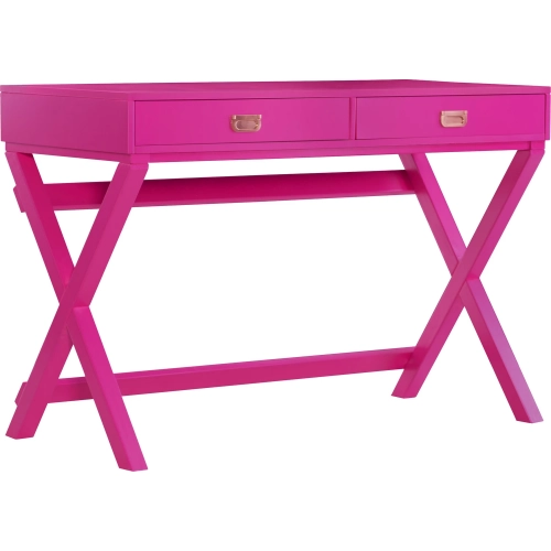 Peggy Campaign Style Desk in Raspberry Pink Wood