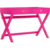 Peggy Campaign Style Desk in Raspberry Pink Wood
